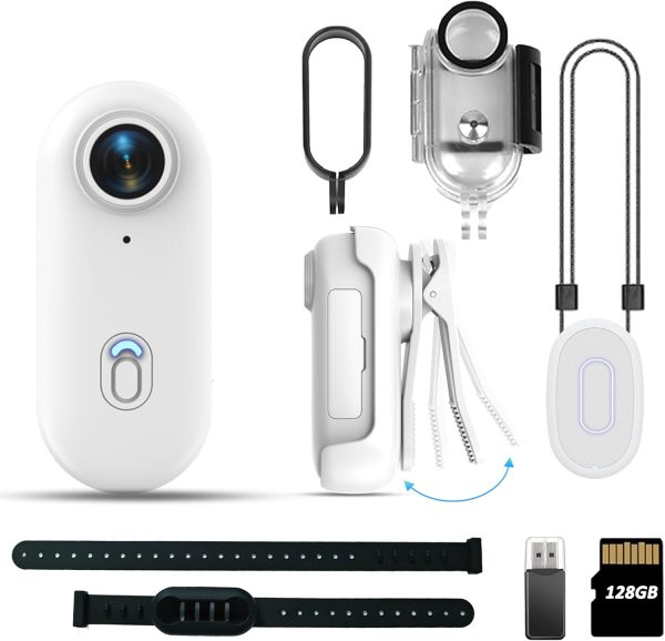 4K Body Camera with Audio and Video Recording - Waterproof, Magnetic & 360° Clip, 90 Min Battery Life,128GB Storage Small Action Camera for Cycling, Pet Walking, Hiking, Diving, Vlogging