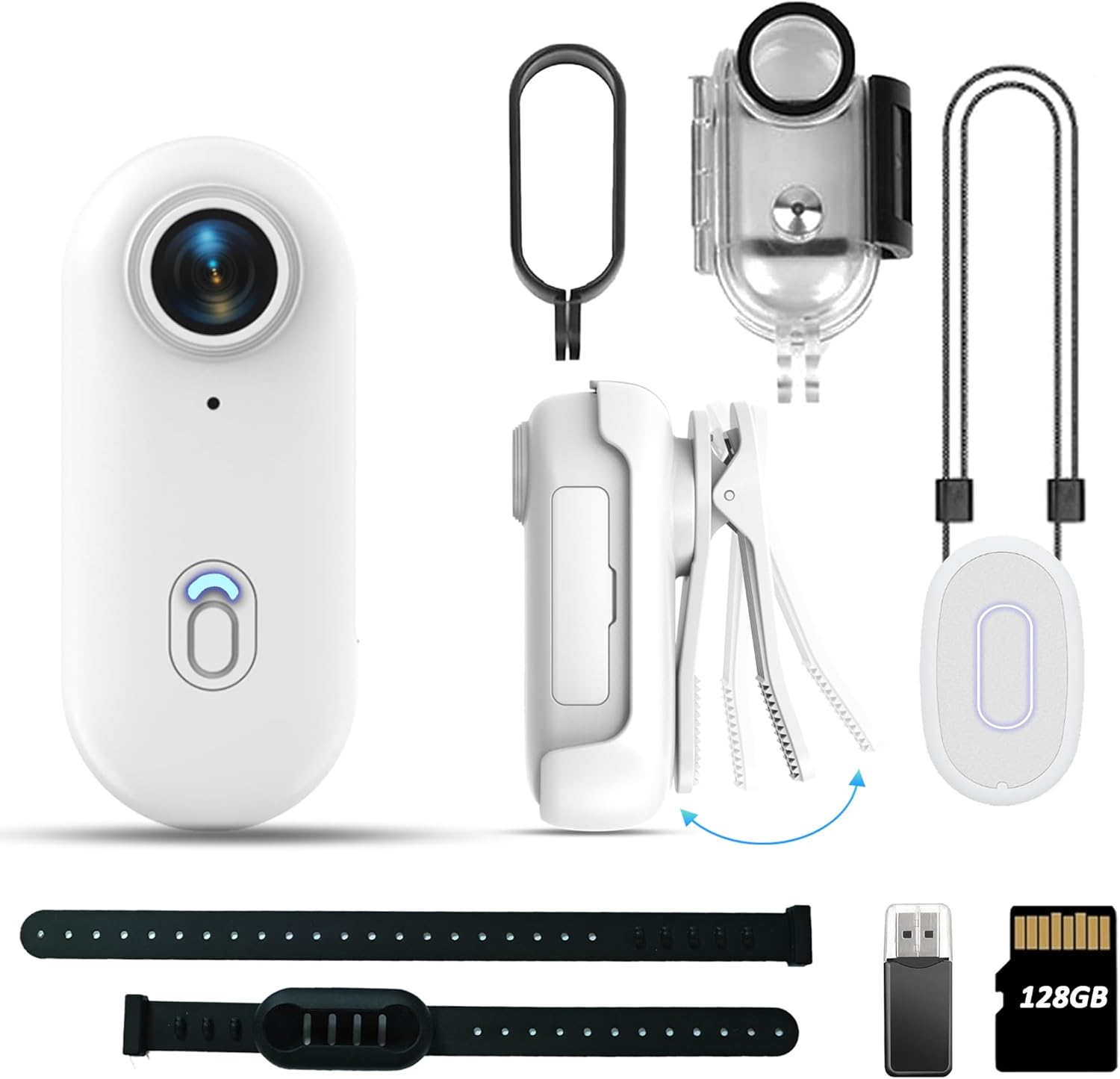 4K Body Camera with Audio and Video Recording - Waterproof, Magnetic & 360° Clip, 90 Min Battery Life,128GB Storage Small Action Camera for Cycling, Pet Walking, Hiking, Diving, Vlogging