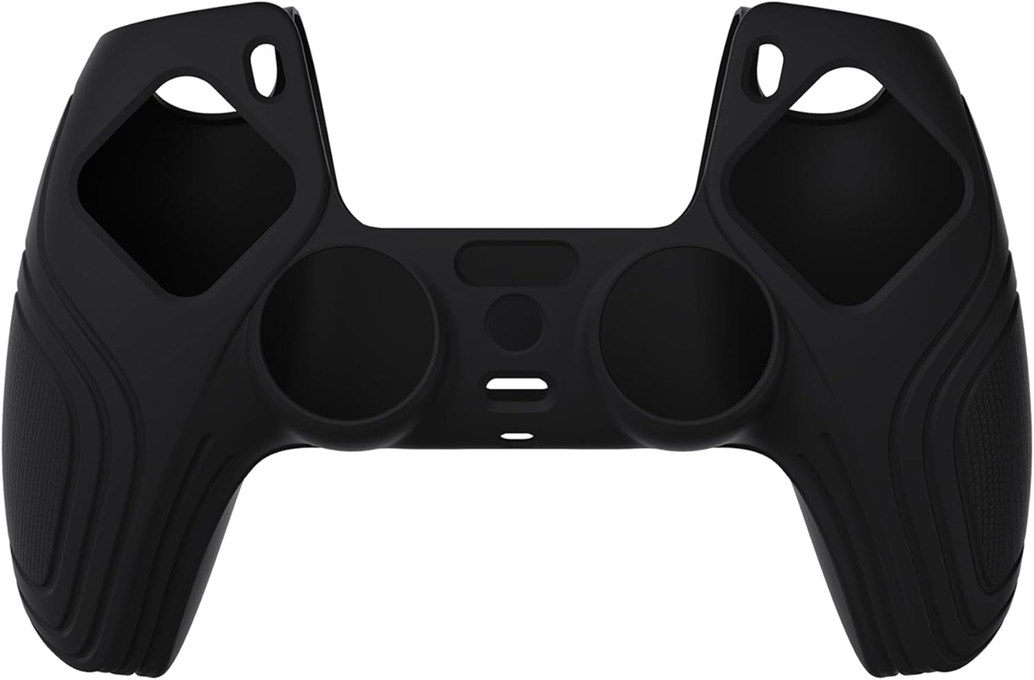 eXtremeRate PlayVital Samurai Edition Black Anti-Slip Controller Silicone Skin for ps5, Ergonomic Soft Rubber Protective Case for ps5 Controller with Black Thumb Stick Caps - Image 2