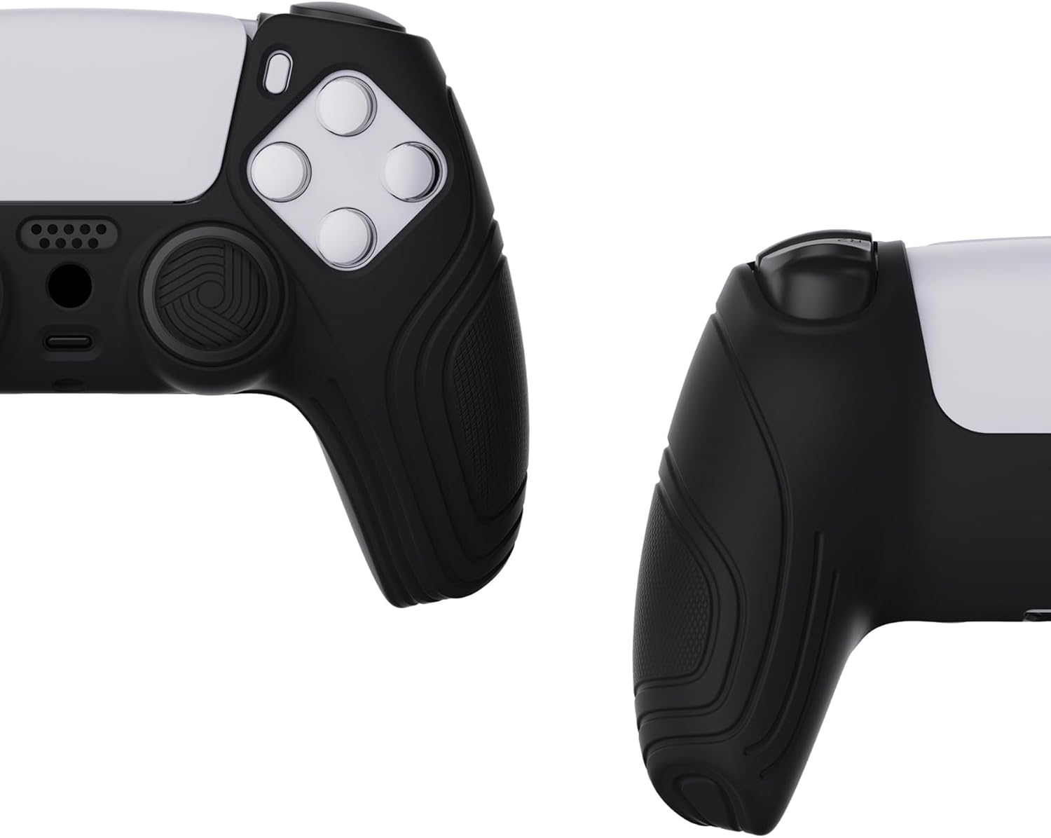 eXtremeRate PlayVital Samurai Edition Black Anti-Slip Controller Silicone Skin for ps5, Ergonomic Soft Rubber Protective Case for ps5 Controller with Black Thumb Stick Caps - Image 8