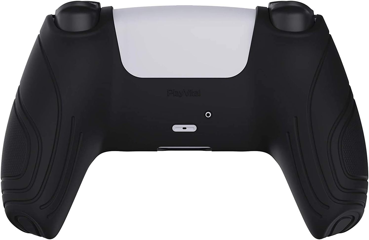 eXtremeRate PlayVital Samurai Edition Black Anti-Slip Controller Silicone Skin for ps5, Ergonomic Soft Rubber Protective Case for ps5 Controller with Black Thumb Stick Caps - Image 9