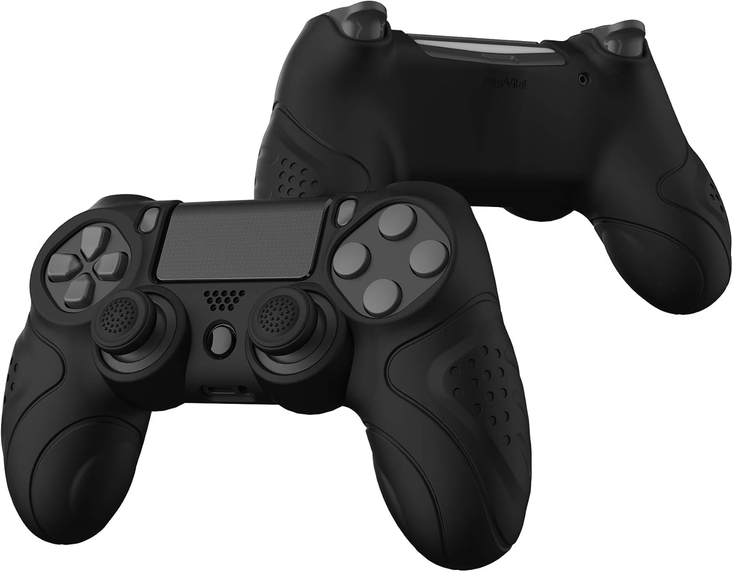 PlayVital Guardian Edition Black Ergonomic Soft Anti-Slip Controller Silicone Case Cover for ps4, Rubber Protector Skin with Joystick Caps for ps4 Slim for ps4 Pro Controller - Image 5