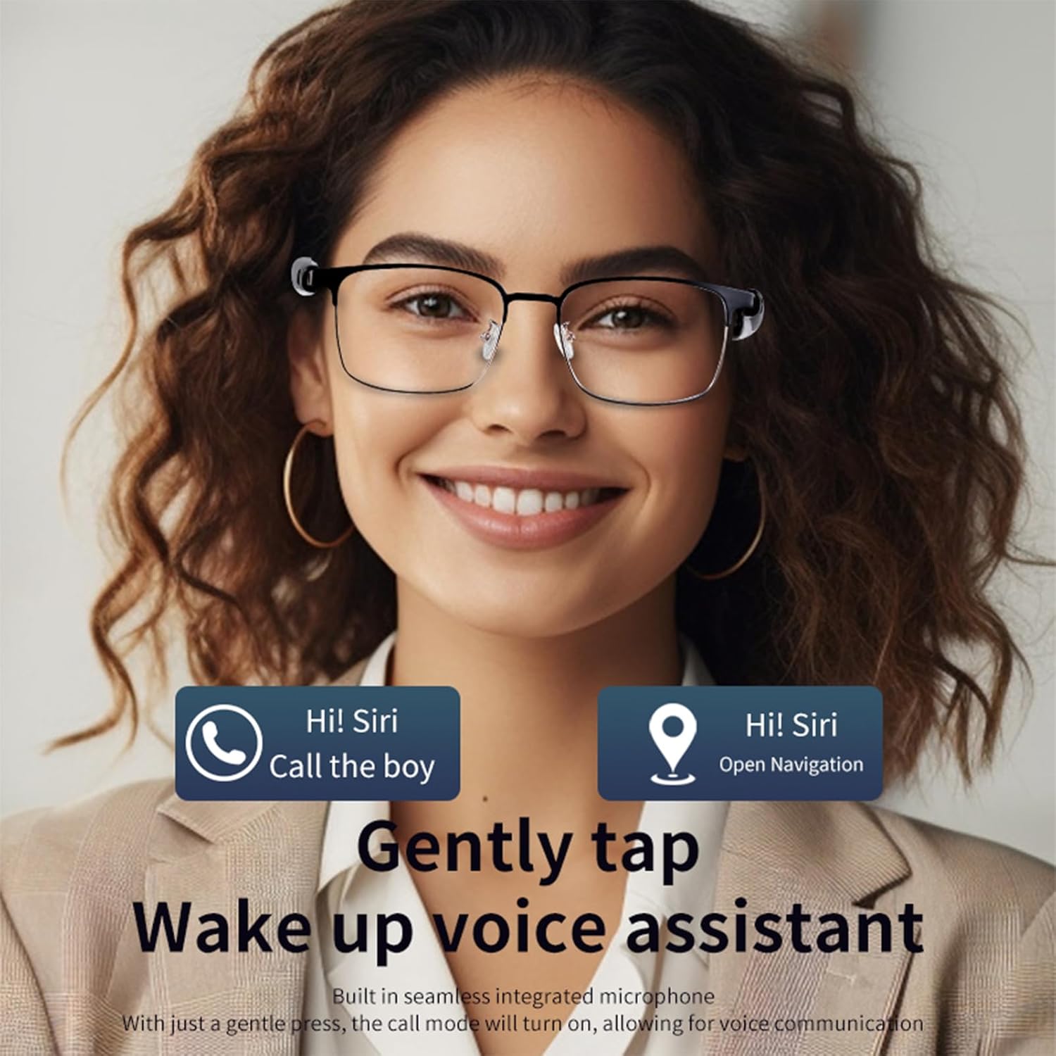 Smart Bluetooth Glasses for Women Men with Speaker Physical Color-Change Anti-Blue Light Polarized Built-in Microphone for Android iOS (Silver Frame) - Image 5